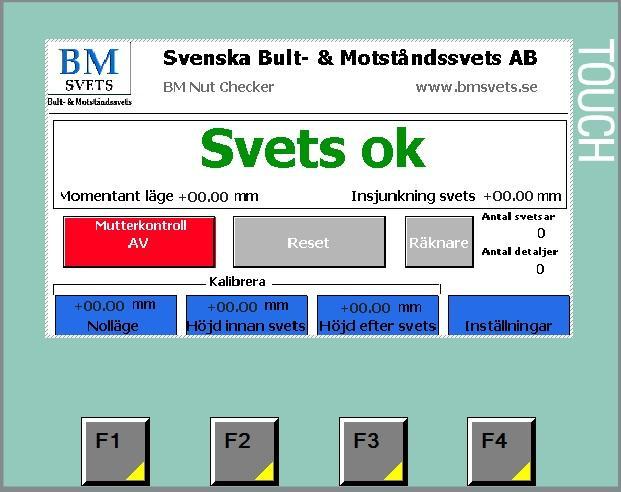 BM Nut Checker 14.3 Användargränssnittet är enkelt och tydligt med en touch-display.