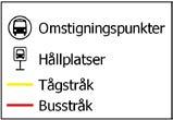 Sammanlagt har 61 lägen identifierats för någon form av bytespunkt efter de aktuella stråken (se karta nedan).