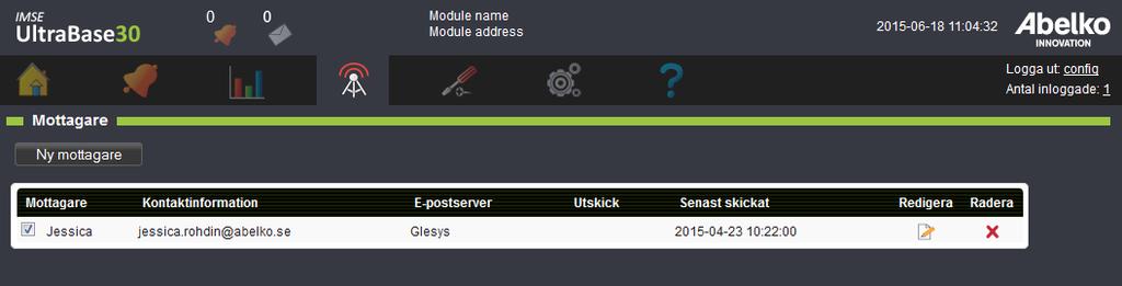 1. Fyll i Server, Port och en giltig mejl under Avsändare. 2. Servernamn gör att du kan skilja på de olika servrarna i systemet. 3. Många mejlservrar kräver autentisering.