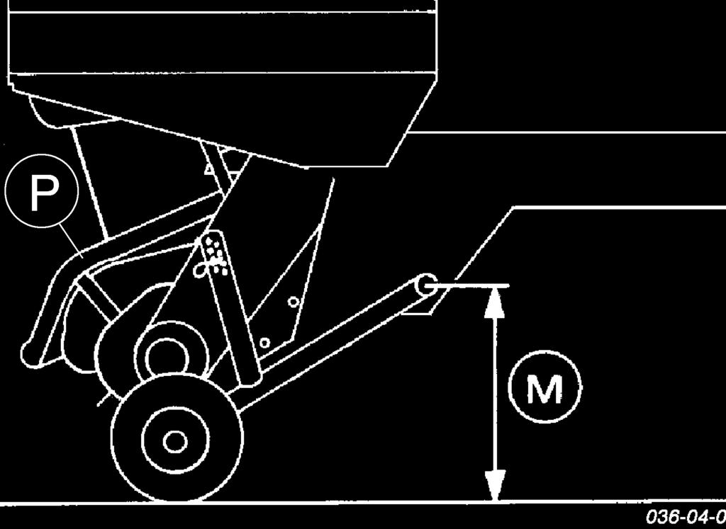 Inställningsprocedur, se kapitel Första gången vagnen kopplas till traktorn. tudsplåten (P) fungerar även som skydd vid olyckor och får inte tas av under driften.