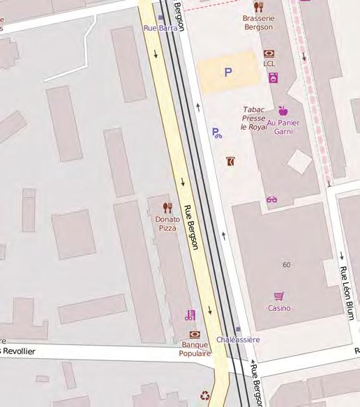 Rue Bergson 1 kontext Denna passage ligger strax utanför centrum, i ett område med hög bebyggelse av förortsaktig karaktär.