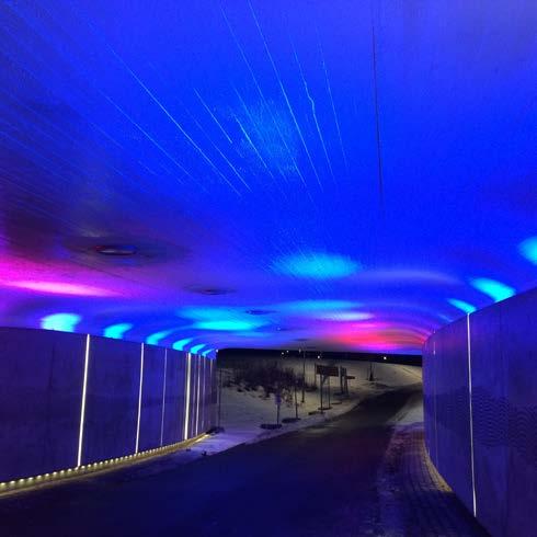 i Bollnäs Exempel gångtunnel sensorer för anpassad LEDbelysning