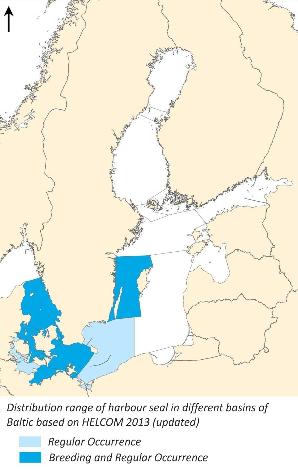 Population och distribution: Östersjö populationen bebor västra delen av havet (Bornholm och Arkon Basin), endast 800 individer. Deras befolkning var ca. 5.