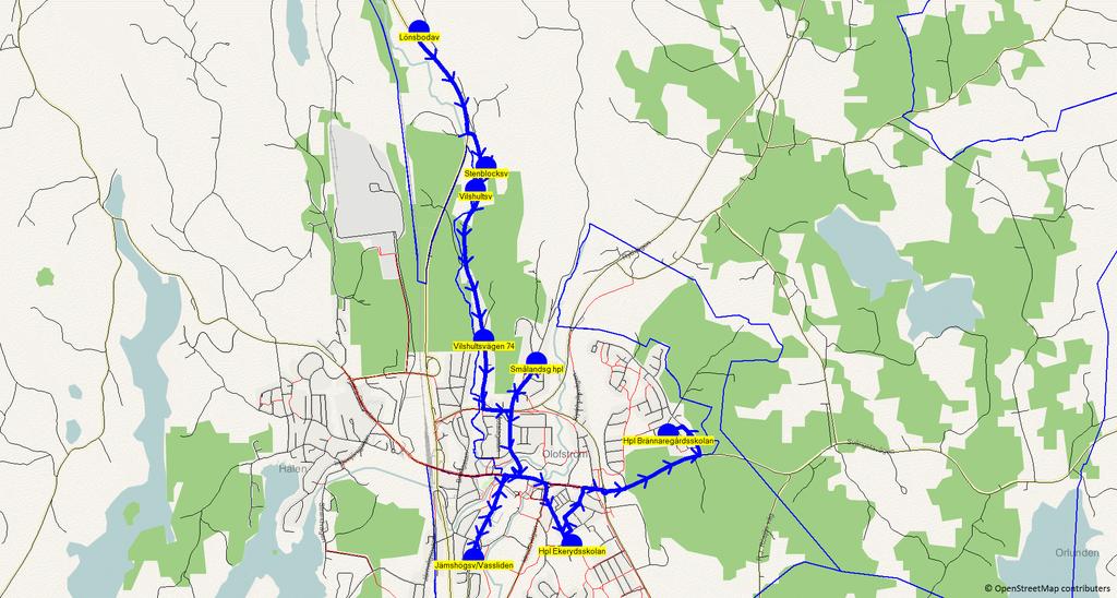 2017-07-03 15:37:51 Karta för Tur 689 M - F Inget fordon 689 7.45 8.04 Lönsbodav 7.45 - Stenblocksv - Vilshultsv - Vilshultsvägen 74 - Smålandsg hpl 7.51 - Jämshögsv/Vassliden 7.