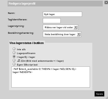 6.3. LAGERHANTERING 27 november 2017 Neka beställning över lager - det går inte att beställa varor som är 0 eller mindre i denna lagerprofil.