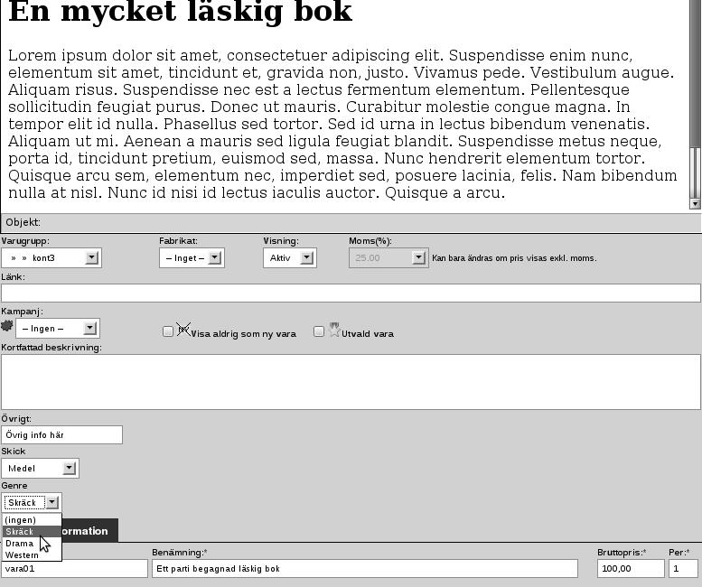 6.10. ANVÄNDNING AV EXTRAFÄLT 27 november 2017 5. För exemplets skull skapar vi två högerfält Skick och Genre och provar båda sätten att skilja de olika alternativen åt.