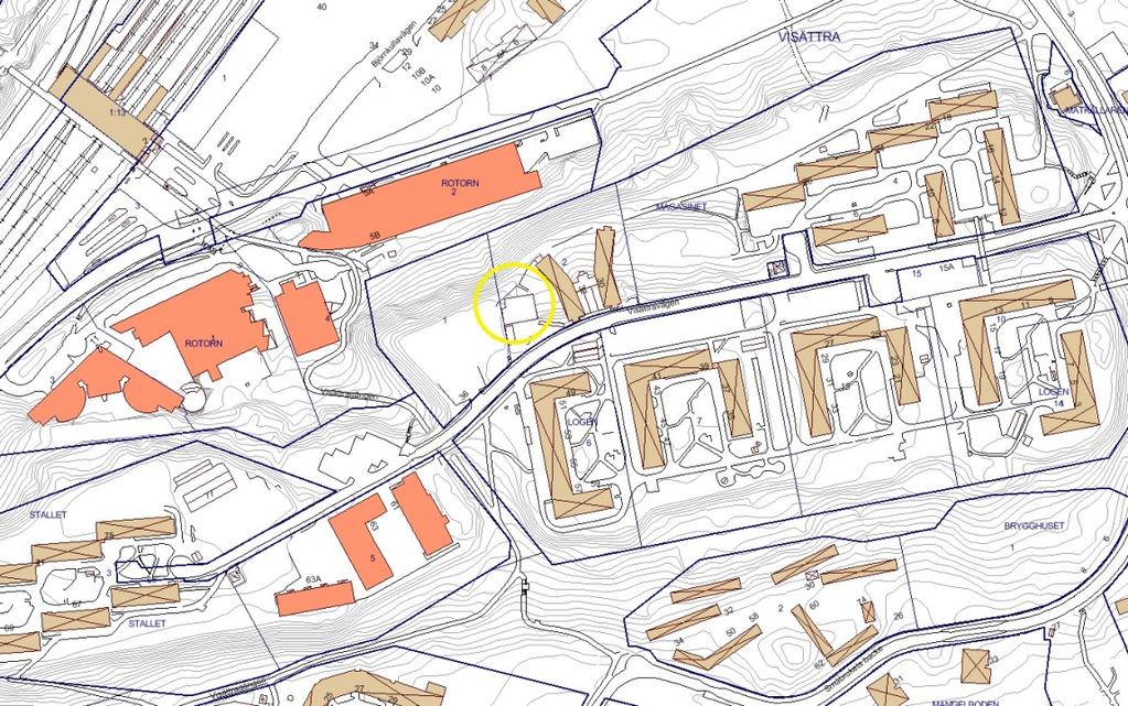 2016-10-07 NBN-2016/4237.318 2 (2) Översiktskarta med aktuell del av fastigheten Magasinet2 markerat med gul cirkel.