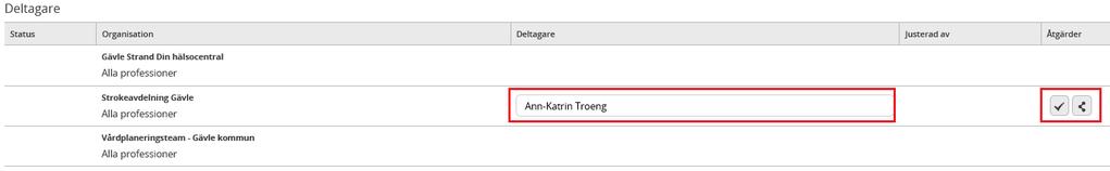 Beskrivning 32(51) 14.3. Klarmarkera och dela ut För att övriga parter ska kunna se dokumentationen i vårdplanen så måste den delas ut.