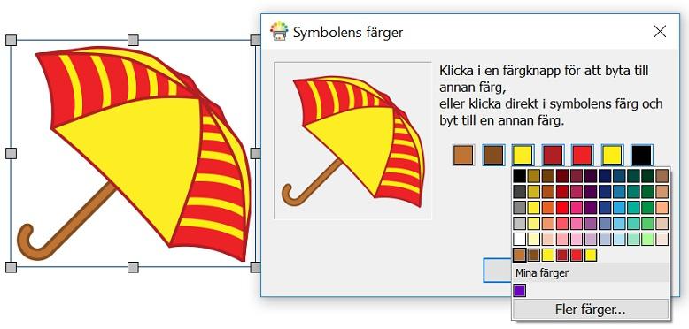 Notera: Om ikonen för Byt färger är grå när du markerat bilden innebär det att bildformatet inte stöder byte av färg, det gäller exv.