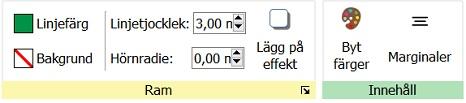 Utseende på bildens inramning Under fliken Bild kan du ändra utseendet för inramningen av en bild. Linjefärg Välj Linjefärg eller Bakgrund för att bestämma de färger du vill använda.