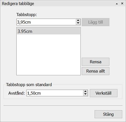 Flytta ett tabbstopp För att flytta ett tabbstopp klickar du och drar den mörkblå markeringen på den horisontella linjalen till en ny plats på linjalen.