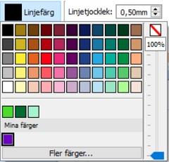 Mina färger Om du vill använda egna färger även i andra dokument kan du lägga till färgen till paletten Mina färger.