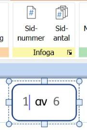 InPrint 3 I InPrint 3 gör du detta på ett mycket enklare sätt. På fliken Sidor lägger du till funktionen för sidnumrering i den markerade ramen.