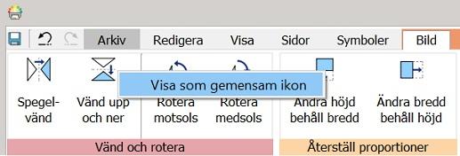 Dölja eller visa ikoner under en flik Du kan dölja och visa ikoner som finns under en flik genom att sammanföra