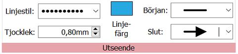 Linjens utseende Under fliken Linje kan du ändra utseendet för en linje eller linje på frihand kan ändras på många sätt.