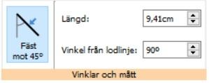 Linjens längd och riktning Under fliken Linje kan du ställa in en linjes specifika längd och placera den med en bestämd vinkel.