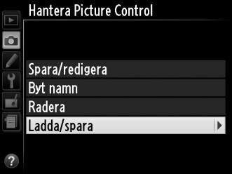 Dela anpassade Picture Controls Anpassade Picture Controls som har skapats med Picture Control Utility, som levereras tillsammans med ViewNX 2 eller andra program som säljs separat, till exempel