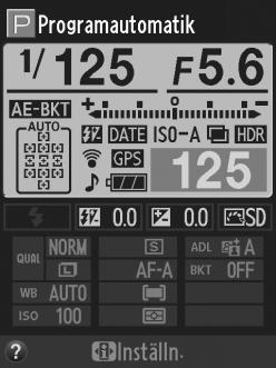 ..35 12 Fokusläge...39, 100 13 AF-områdesläge...42, 101 14 Mätning...68 7 8 9 10 11 12 13 14 15 16 19 20 21 22 23 18 17 15 Aktiv D-Lighting... 74 16 Gafflingssteg... 89 17 Indikator för manuell blixt.