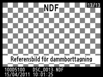 D Rengöring av bildsensorn Referensbilddata för dammborttagning som registrerats innan rengöring av bildsensorn kan inte användas med bilder som tas efter det att bildsensorn rengjorts.