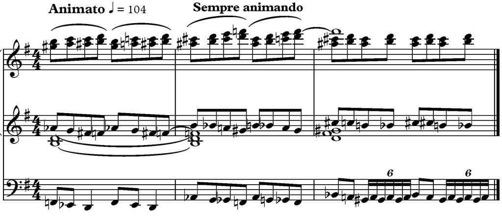 Positif: Flûte 8 Grand orgue: Fonds 8-4 Pédale: Bourdons 8-16 Följden blir en speciell klang som kännetecknas av Voix humainens - en stämma som orgelbyggare sedan 1500-talet har byggt i strävan efter