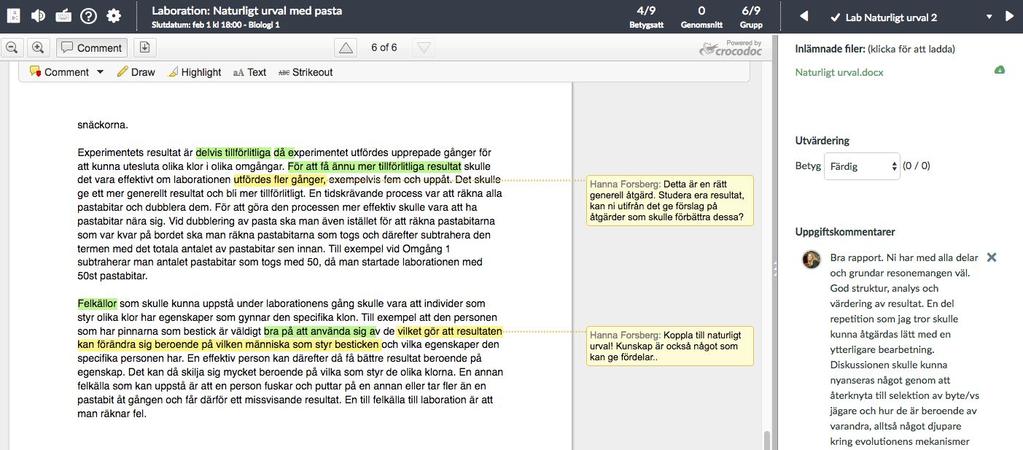1.2 Effektiviserade och automatiserade funktioner för uppgifter och feedback Med automatiserade och effektiva funktioner kan man förskjuta fokus i lärargärningen allt mer från administration till