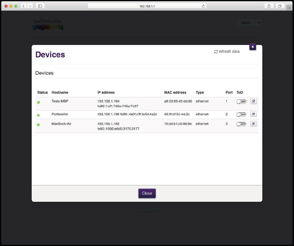 Statisk lokal IP-adress i din utrustning Om din anslutna utrustning ej stöder DHCP behöver du i utrustningen konfigurera en adress inom spannet 192.168.1.10 192.168.1.24 med nätmask 2.2.2.0 och DNS = 192.