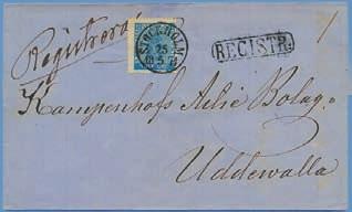 600 207 9 b2 12 öre på brev till Uddevalla st GÖTHE- BORG 11.7.64 och med den ovanliga st REGISTRERAS i violett.
