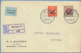 300 1274 85, 87, 1 kr, 50 aur samt par 25 aur på rekbrev till 88 Ungern (bortklippta sigill) st REYKJAVIK 27.XI.07, transitst BOSTON DE 8 07 och ankst BUDAPEST.