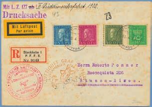 300 1394 LA 678 Sweden, SCADTA. 30 C (1st overprint, short perf) on airmail cover together with pair 4 C canc BARRANQUILLADO 25.V.