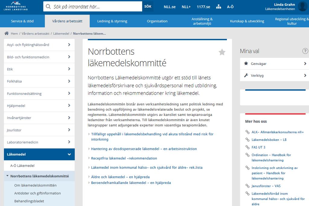 Läkemedelskommitténs hemsida Sökväg: Vårdens