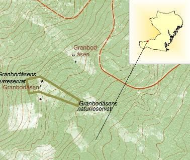 26 2007:2 Granbodåsen Naturreservat Kommun: Ånge Koordinater: X 1490016 Y 6944264 Höjd över havet: ca 350 m Vallen är inramad av en gärdsgård och omgiven av en betad fäbodskog med gamla granar, någon