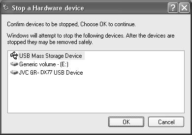 4 Klicka på [OK]. Windows 2000/Me: Om ett meddelande visas som indikerar att enheten på ett säkert sätt kan tas bort, klickar du på [OK] för att sedan klicka på [Stäng].