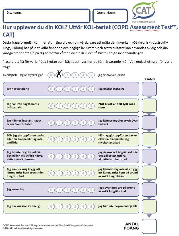 CAT-formulär (COPD Assessment Test)