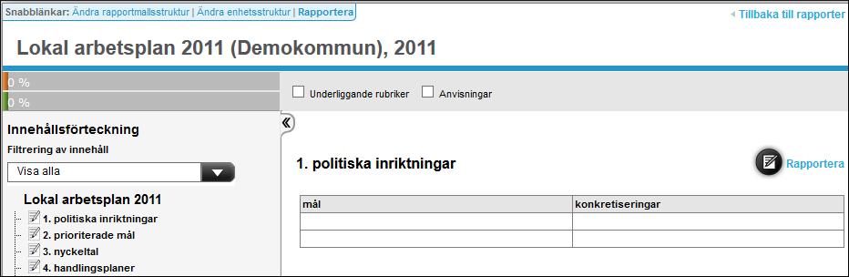 För att lägga till Rapport gadgeten 1. Välj Lägg till gadget 2. Välj Rapport-gadgeten 3. Välj Klar 4. Lägg till en Rubrik 5.