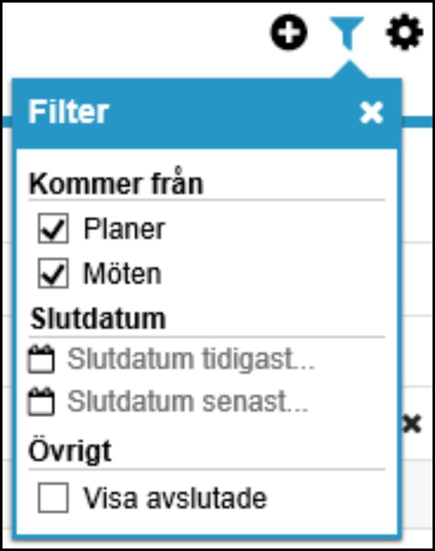 Övrigt - Här väljer du att alla avslutade aktiviteter ska visas i gadgeten. Lägg till enkla aktiviteter från gadgeten Enkla aktiviteter är aktiviteter som bara går att se i Att göra-gadgeten.