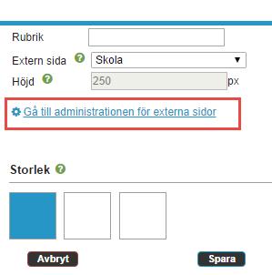 Detta går enbart att ställa in om gadget tar upp 3 kolumner i bredd (ställs in i nästa steg). Om gadgeten tar upp 1 eller 2 kolumner är höjden default 250 pixlar.