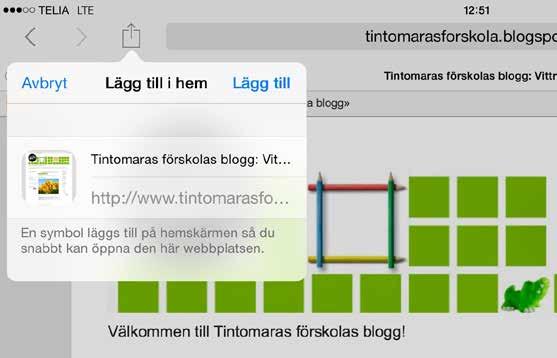 Lägg till en speciell kategori på din hemskärm (ipad/iphone): För att lägga till en vald kategori på hemskärmen på din ipad/iphone surfar du in på kategorin innan du klickar på denna symbol: Sedan