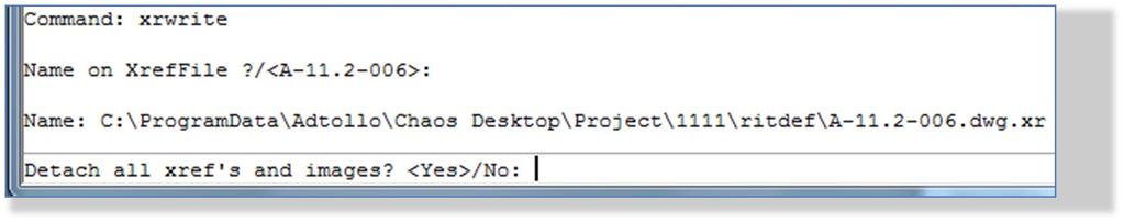 2014-11-18 Sida 34 av 37 WRITE XREF SETTINGS Skapar in referensfil (filnamn.dwg.xr) med alla externa referenser och bilder på ritningsdefinitionen.