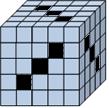 sivu 8 / 8 19. Sara har 125 små kuber. Hon limmar ihop några av kuberna till en stor kub enligt figuren. I stora kuben finns det 9 raka tunnlar som går igenom hela stora kuben.