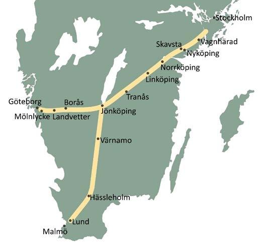 2. Utgångspunkt för analyserna: Banor och trafik 1 2.1. Det analyserade förslaget Det förslag till höghastighetsbanor som nu analyserats presenterades av Sverigeförhandlingen 2016-02-01.