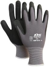 KUNTZE HANDSKAR 9 Arbetshandske ADF-874 Sömlös stickad handske i nylon/lycra som är doppad i en PU- och nitrilblandning i innerhanden och över fingertopparna.