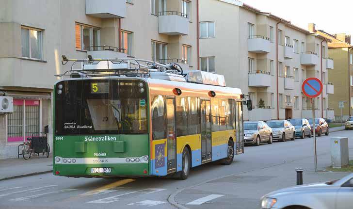 Slide In-bussen i batteridrift på linje 5 den 4 januari 2016.