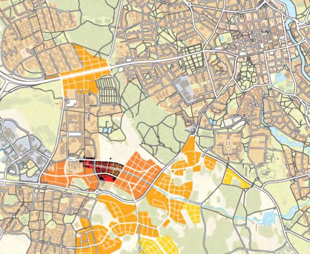 Ryd Centrum Friluftsområde Hagaberg Campus Valla Vallaskogen Mjärdevi Lambohov Kartan ovan visar Vallastaden och kommande utbyggnadsområden.