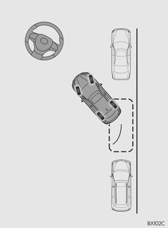 1. LEXUS BACKKAMERA 9 När skärmen ändras behåller du ratten i nuvarande läge och backar. OBSERVERA lvar försiktig när du backar så att du inte kör på något hinder med din bil. Backa långsamt.