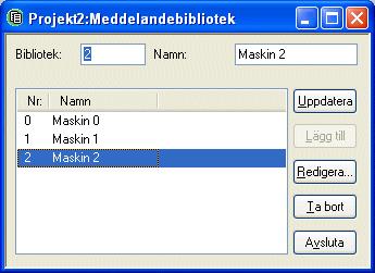 Meddelandebibliotek 7 Meddelandebibliotek Med funktionen meddelandebibliotek skapar du texttabeller där värden mellan 0 och 65 535 knyts till texter.