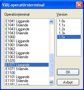 3.3 Skapa ett projekt Konfiguration med konfigurationsverktyget Ett nytt projekt skapas under Arkiv/Nytt. I dialogrutan Projektegenskaper väljs typ av operatörsterminal och styrsystem.