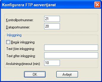 Välj FTP-server och klicka på Redigera för att ange egenskaper.