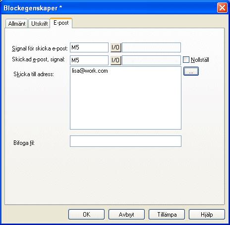 Nätverkskommunikation Rapport via e-post På samma sätt som textblock kan skrivas ut på skrivare kan de också skickas som e- post. Även larmblocket, block nr 990, kan skickas som e-post.