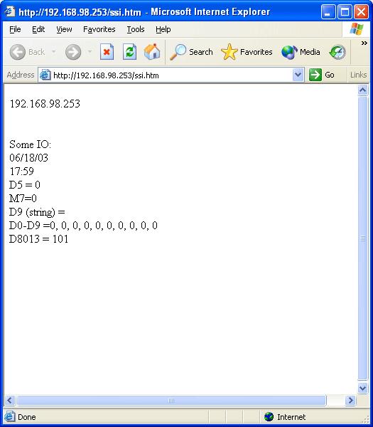 Exempel på HTML-sida med SSI-script <HTML> <HEAD> <meta http-equiv= Refresh CONTENT= 5 > </HEAD> </HTML> Nätverksfunktioner i operatörsterminalen <!--#exec cgi= /get_ipaddr.fn --><BR> <!