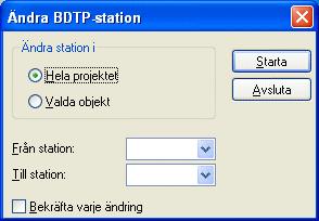 Konfiguration med konfigurationsverktyget 3.15 Ändra BDTP-station Funktionen innebär att indexnumreringen i ett BDTP-klientprojekt som ingår i ett BDTP-nätverk kan bytas, t.ex. från station 1 till stations 3.